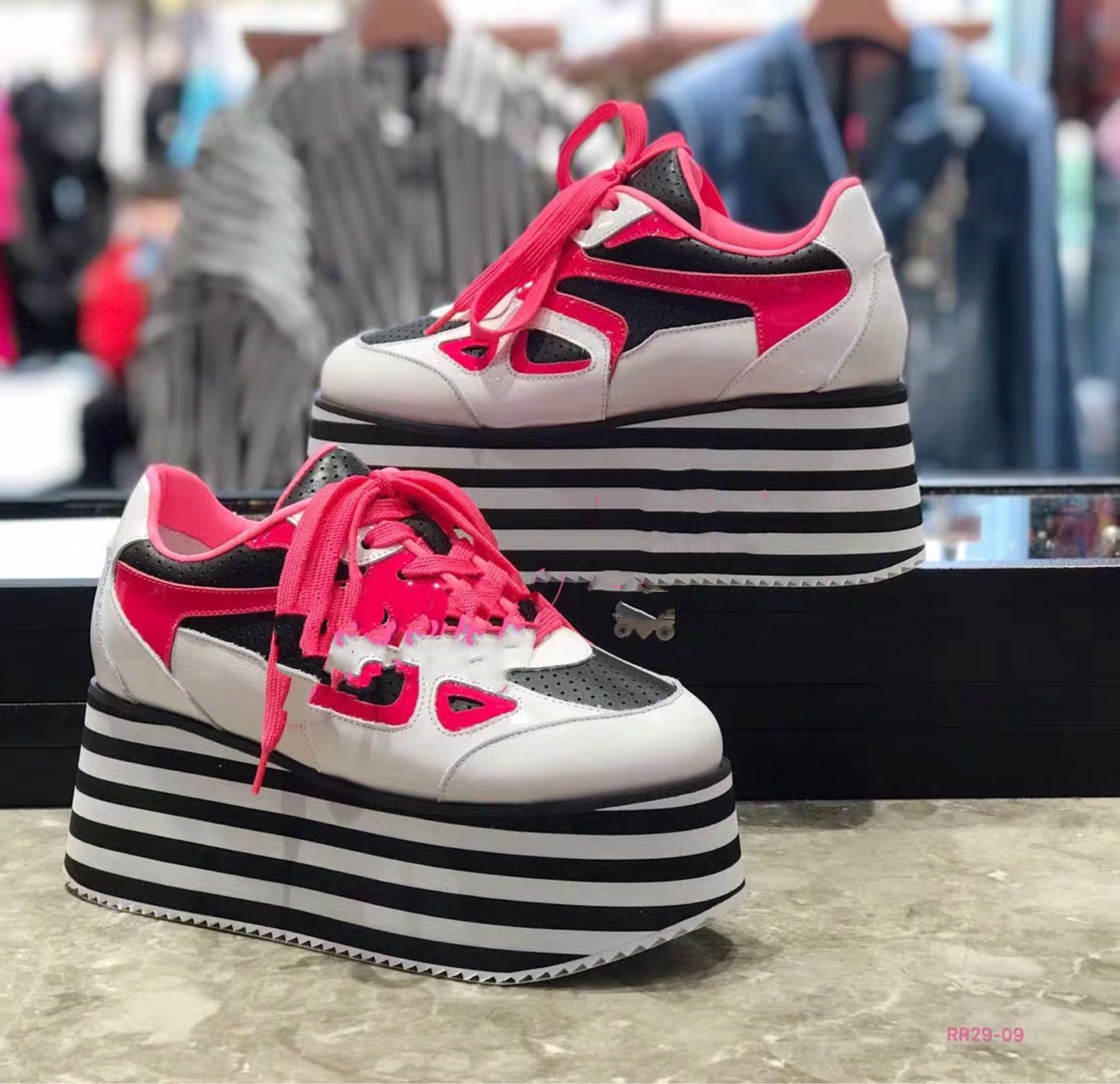 Women's Platform Platform Shoes Increase Casual Leather Color Matching